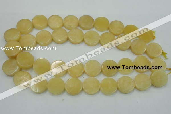 CYJ51 15.5 inches 20mm coin yellow jade gemstone beads wholesale