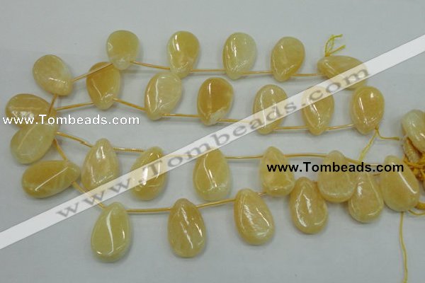 CYJ54 20*30mm top-drilled twisted teardrop yellow jade gemstone beads