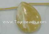 CYJ56 30*40mm top-drilled flat teardrop yellow jade gemstone beads