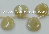 CYJ57 15*15mm top-drilled flat teardrop yellow jade gemstone beads