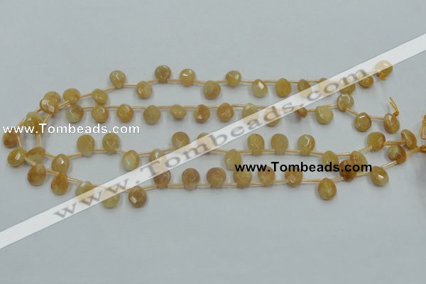 CYJ58 15.5 inches 10*12mm briolette yellow jade gemstone beads