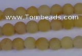 CYJ600 15.5 inches 4mm round matte yellow jade beads wholesale