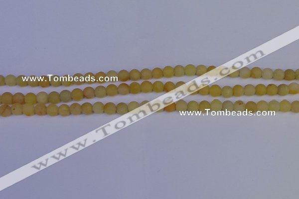 CYJ600 15.5 inches 4mm round matte yellow jade beads wholesale