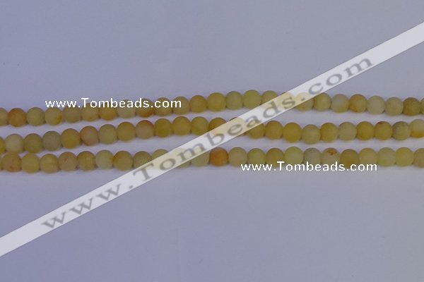 CYJ601 15.5 inches 6mm round matte yellow jade beads wholesale