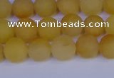 CYJ602 15.5 inches 8mm round matte yellow jade beads wholesale