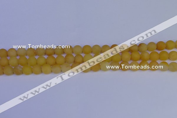 CYJ602 15.5 inches 8mm round matte yellow jade beads wholesale