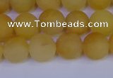 CYJ603 15.5 inches 10mm round matte yellow jade beads wholesale