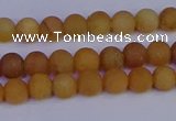 CYJ610 15.5 inches 4mm round matte yellow jade beads wholesale