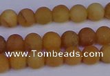 CYJ611 15.5 inches 6mm round matte yellow jade beads wholesale