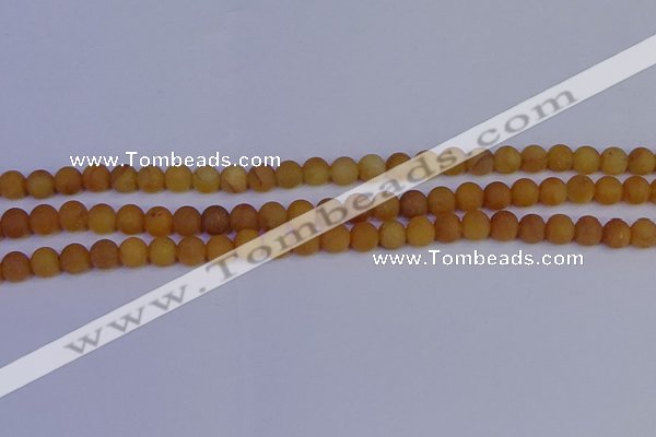 CYJ611 15.5 inches 6mm round matte yellow jade beads wholesale