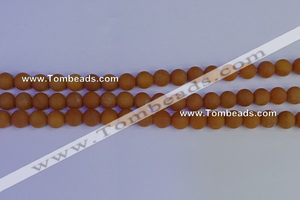 CYJ612 15.5 inches 8mm round matte yellow jade beads wholesale