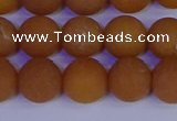 CYJ613 15.5 inches 10mm round matte yellow jade beads wholesale