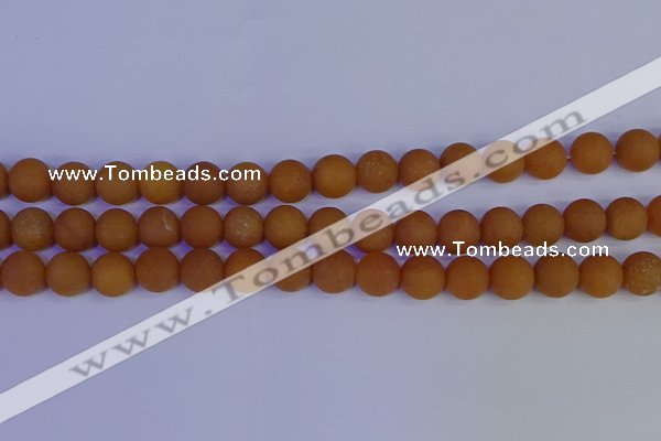 CYJ613 15.5 inches 10mm round matte yellow jade beads wholesale