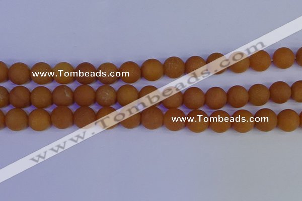 CYJ614 15.5 inches 12mm round matte yellow jade beads wholesale