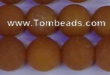 CYJ615 15.5 inches 14mm round matte yellow jade beads wholesale