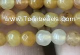 CYJ630 15.5 inches 4mm faceted round yellow jade beads wholesale