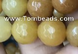 CYJ633 15.5 inches 10mm faceted round yellow jade beads wholesale