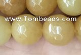 CYJ635 15.5 inches 14mm faceted round yellow jade beads wholesale