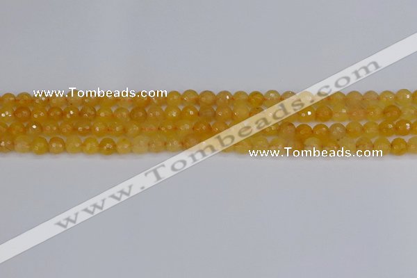 CYJ638 15.5 inches 4mm faceted round yellow jade beads wholesale