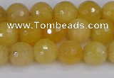 CYJ640 15.5 inches 8mm faceted round yellow jade beads wholesale