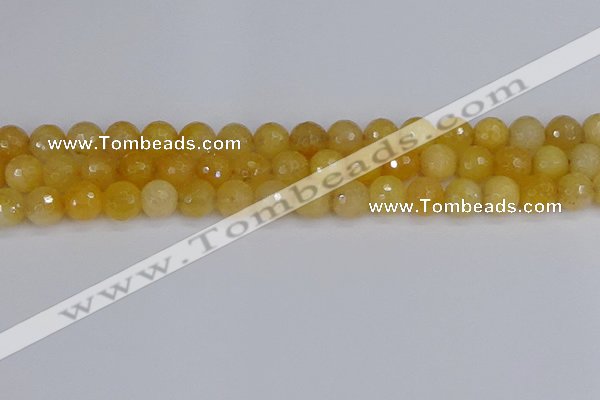 CYJ641 15.5 inches 10mm faceted round yellow jade beads wholesale