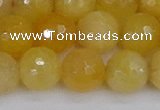 CYJ642 15.5 inches 12mm faceted round yellow jade beads wholesale