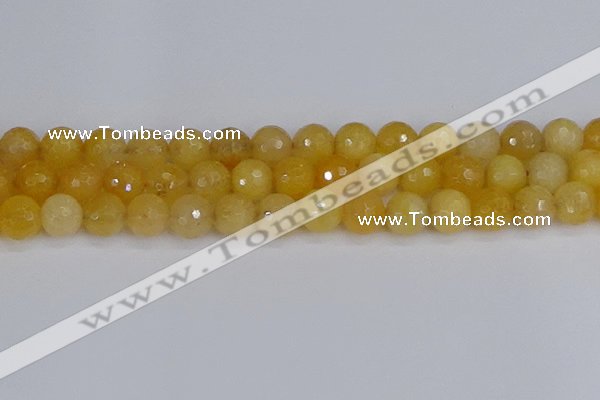 CYJ642 15.5 inches 12mm faceted round yellow jade beads wholesale