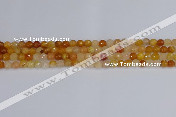 CYJ645 15.5 inches 4mm faceted round mixed yellow jade beads