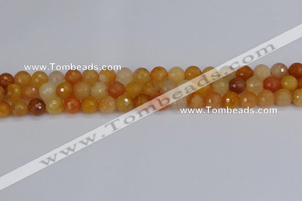 CYJ647 15.5 inches 8mm faceted round mixed yellow jade beads