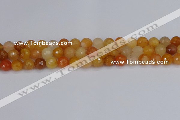 CYJ648 15.5 inches 10mm faceted round mixed yellow jade beads