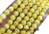 CYJ668 15 inches 8mm round dyed yellow jade beads wholesale