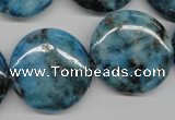 CYQ75 15.5 inches 25mm flat round dyed pyrite quartz beads wholesale