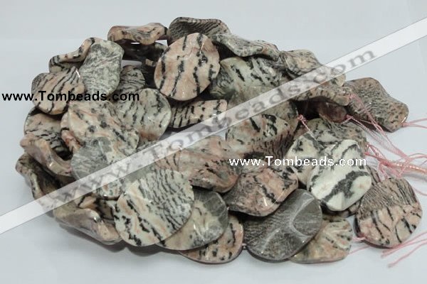 CZJ11 16 inches 30*40mm waved oval zebra jasper gemstone beads