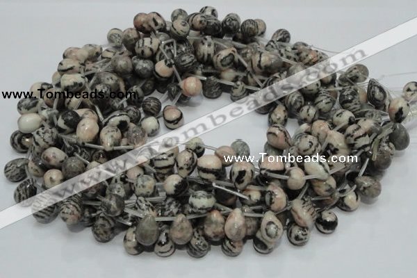 CZJ17 16 inches 10*14mm teardrop zebra jasper gemstone beads wholesale