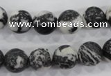 CZJ206 15.5 inches 14mm round black & white zebra jasper beads