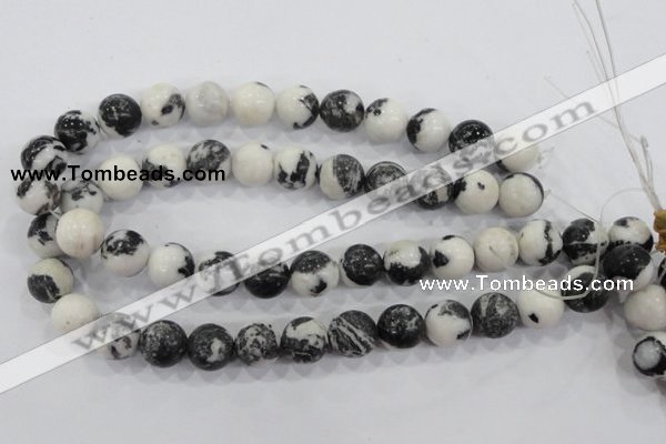 CZJ206 15.5 inches 14mm round black & white zebra jasper beads