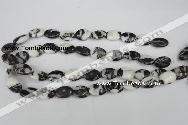 CZJ220 15.5 inches 13*18mm oval black & white zebra jasper beads