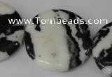 CZJ225 15.5 inches 35mm flat round black & white zebra jasper beads