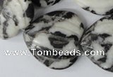CZJ233 30*30mm carved heart black & white zebra jasper beads