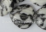 CZJ233 30*30mm carved heart black & white zebra jasper beads