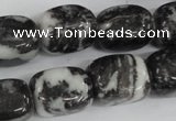 CZJ235 15.5 inches 13*18mm nugget black & white zebra jasper beads