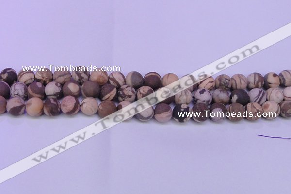 CZJ260 15.5 inches 4mm round matte zebra jasper beads