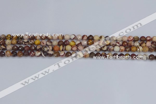 CZJ278 15.5 inches 4mm faceted round zebra jasper beads