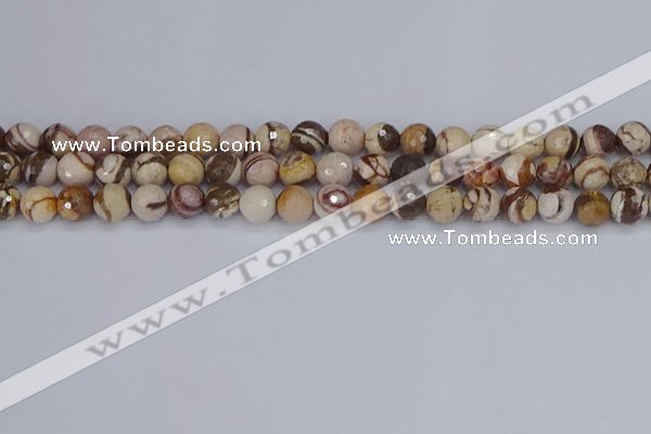 CZJ280 15.5 inches 8mm faceted round zebra jasper beads