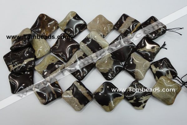 CZJ304 15.5 inches 28*28mm wavy diamond zebra jasper beads wholesale