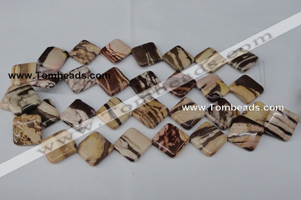 CZJ368 15.5 inches 20*20mm diamond zebra jasper beads wholesale