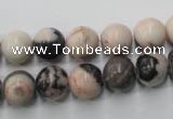 CZJ405 15.5 inches 14mm round pink zebra jasper beads wholesale