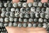 CZJ414 15.5 inches 12mm round green zebra jasper beads wholesale