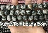 CZJ415 15.5 inches 14mm round green zebra jasper beads wholesale