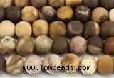 CZJ440 15 inches 4mm round matte Australian zebra jasper beads